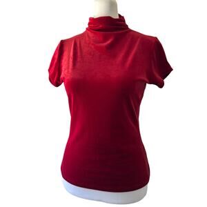 Vintage ‘90s INC International Concepts Red Velvet Short Sleeve Blouse